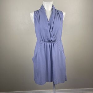 Wilfred Aritzia Purple Dress Sz Medium Made In Japan Pocket V Neck Waist Tie